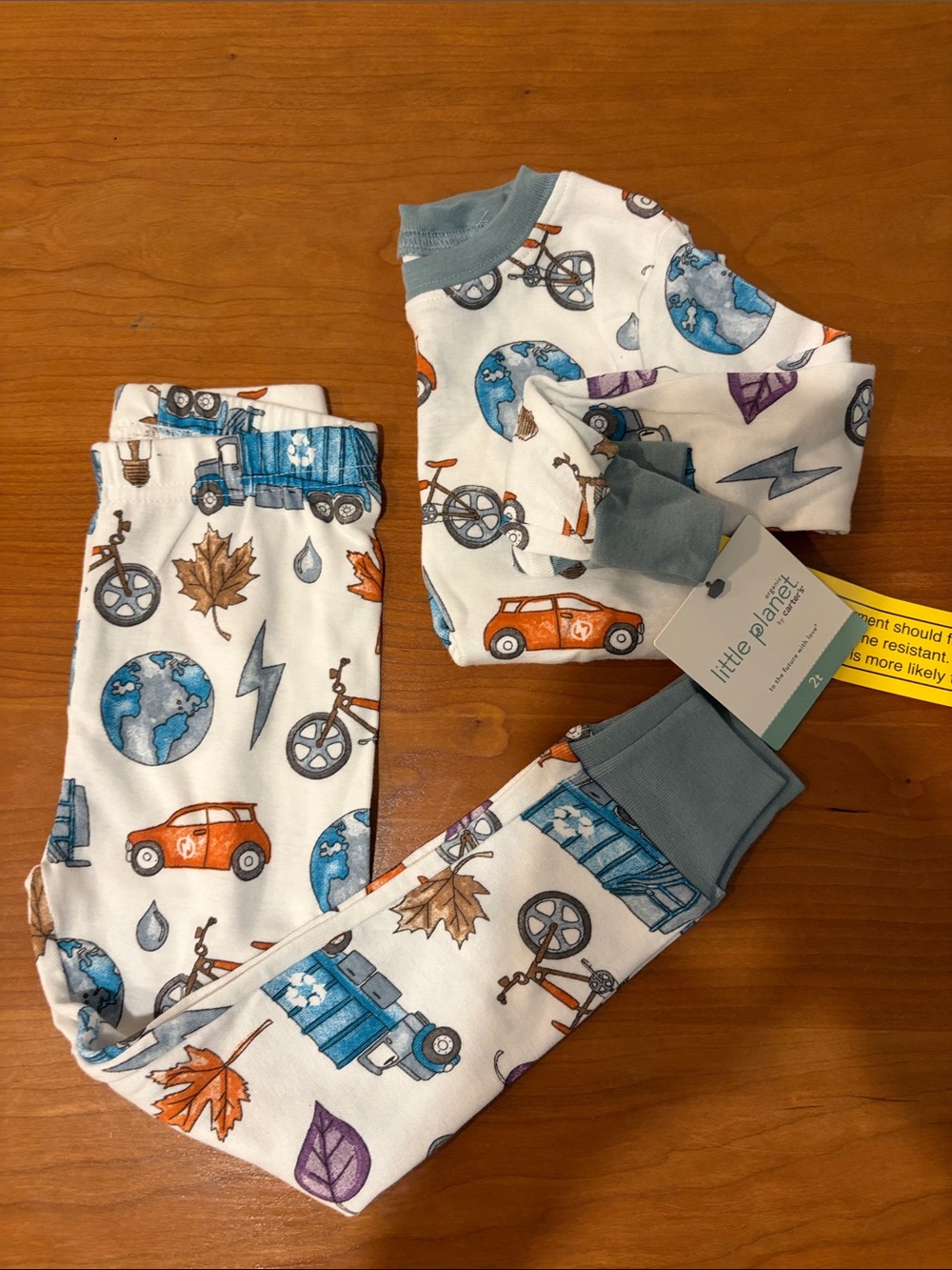 Little Planet Kids White & Blue Earth Print Pajama Set